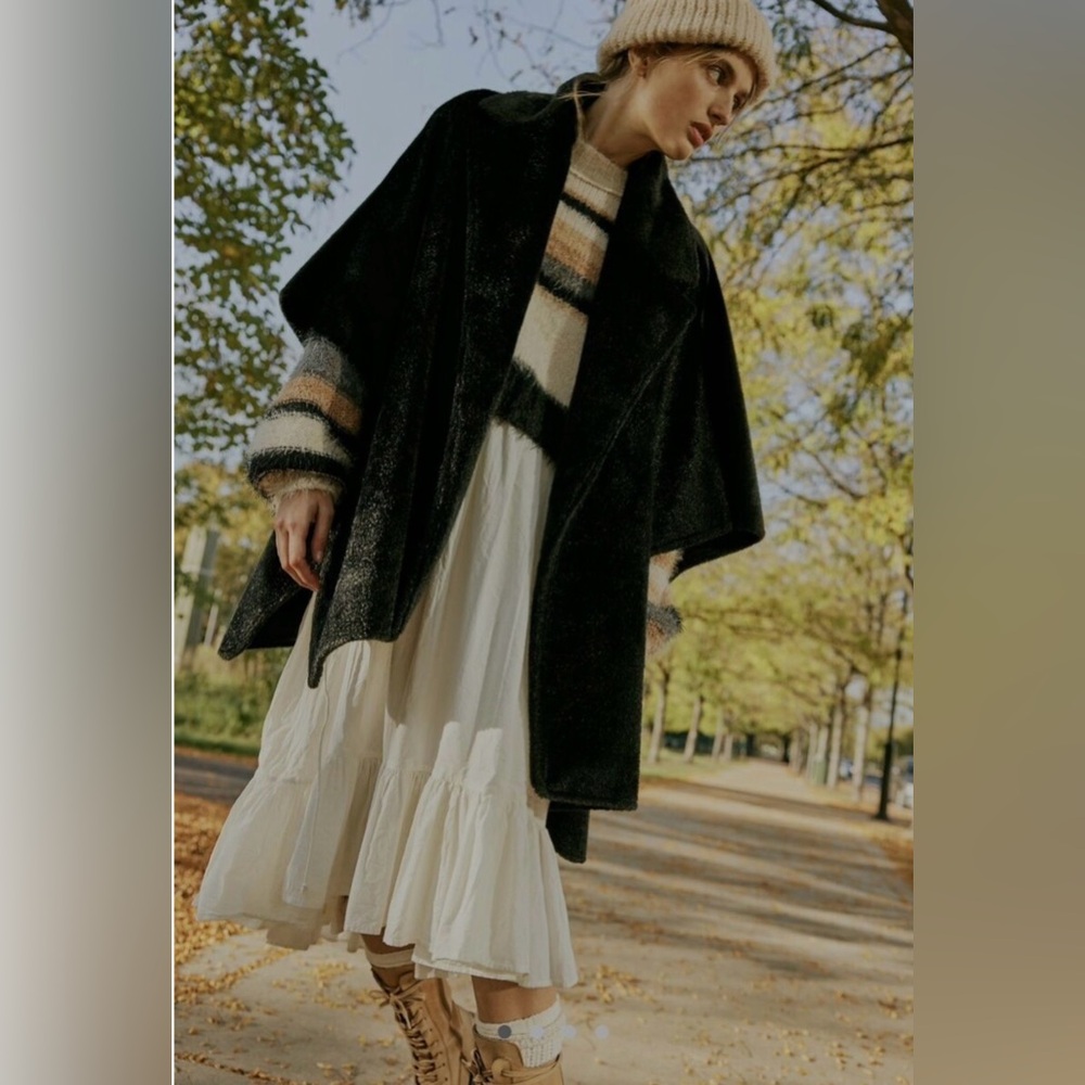 Free People Starlett Faux Fur Poncho New With Tags